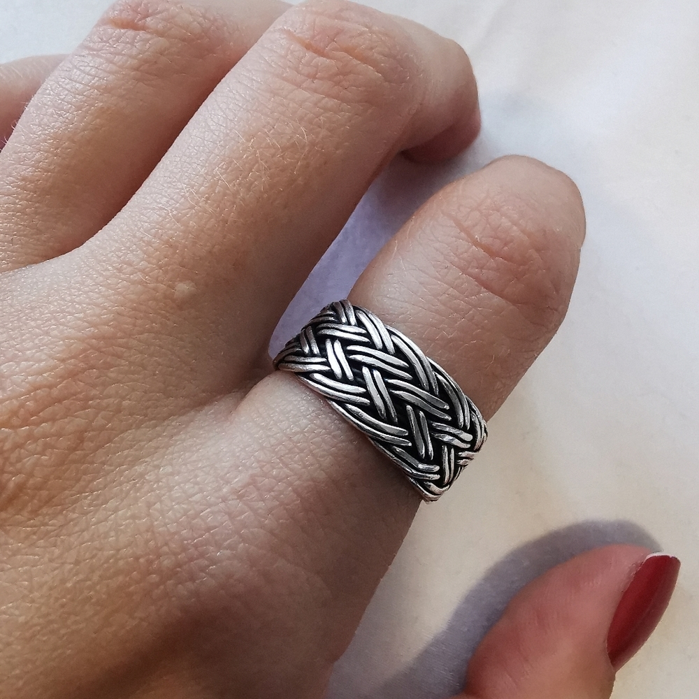 Celtic Braided silver unisex ring 6.5W